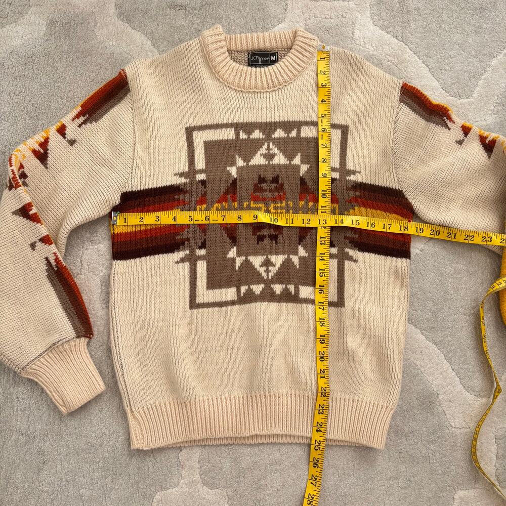 VINTAGE NEW WESTERN AZTEC STYLE PULLOVER SWEATER WOOL JUMPER MEN SIZE MEDIUM - Picture 9 of 11